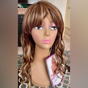 Ash blond hair fiber wig with bang